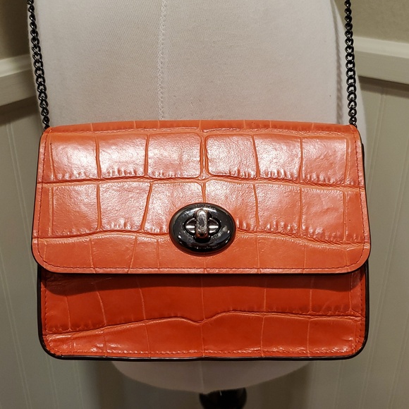 Like NEW Coach Bowery Croc Embossed Crossbody - Picture 2 of 12